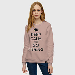 Свитшот хлопковый женский Keep Calm & Go fishing, цвет: пыльно-розовый — фото 2