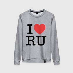 Свитшот хлопковый женский I love RU (vertical), цвет: меланж