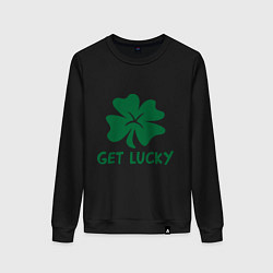 Свитшот хлопковый женский Get lucky, цвет: черный