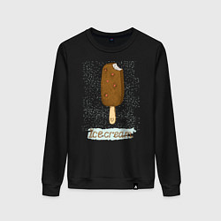 Свитшот хлопковый женский Ice cream, цвет: черный