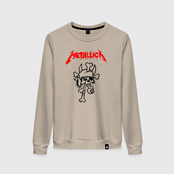 Свитшот хлопковый женский Metallica: Pushead Skull, цвет: миндальный
