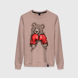 Свитшот хлопковый женский Bear Boxing, цвет: пыльно-розовый