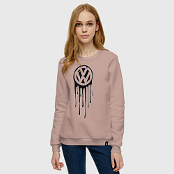 Свитшот хлопковый женский Volkswagen, цвет: пыльно-розовый — фото 2