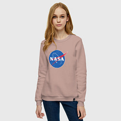 Свитшот хлопковый женский NASA: Logo, цвет: пыльно-розовый — фото 2