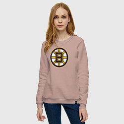 Свитшот хлопковый женский Boston Bruins, цвет: пыльно-розовый — фото 2