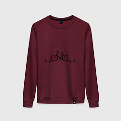 Свитшот хлопковый женский Велоспорт, цвет: меланж-бордовый