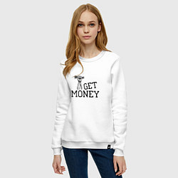 Свитшот хлопковый женский I Get Money, цвет: белый — фото 2