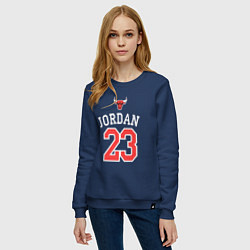 Свитшот хлопковый женский Jordan 23, цвет: тёмно-синий — фото 2
