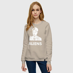 Свитшот хлопковый женский Mulder Aliens, цвет: миндальный — фото 2