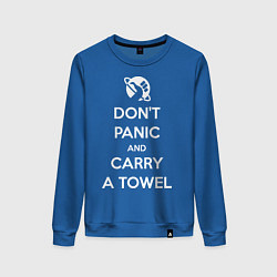 Свитшот хлопковый женский Dont panic & Carry a Towel, цвет: синий