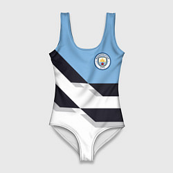 Купальник-боди 3D женский Manchester City FC: White style, цвет: 3D-принт
