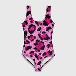 Женский купальник-боди Розовый леопард