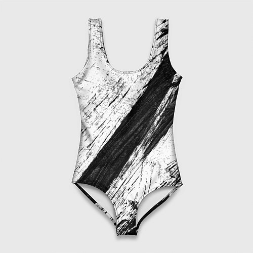 Женский купальник-боди Белый и черный / 3D-принт – фото 1