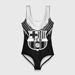 Купальник-боди 3D женский FC Barcelona: Black Style, цвет: 3D-принт