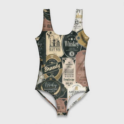 Женский купальник-боди Этикетки мира Виски / 3D-принт – фото 1