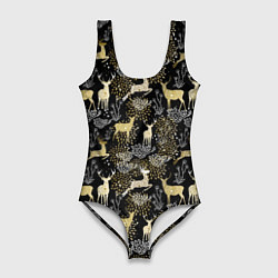 Женский купальник-боди Рождественские олени