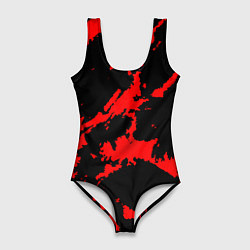 Женский купальник-боди Красный на черном