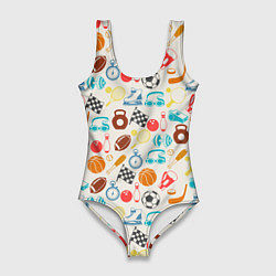 Купальник-боди 3D женский Спорт, цвет: 3D-принт