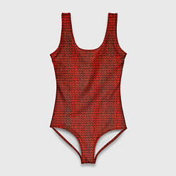 Купальник-боди 3D женский Красная вязь, цвет: 3D-принт