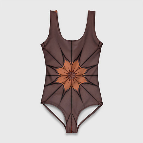 Женский купальник-боди Абстрактный цветок Оранжевый / 3D-принт – фото 1