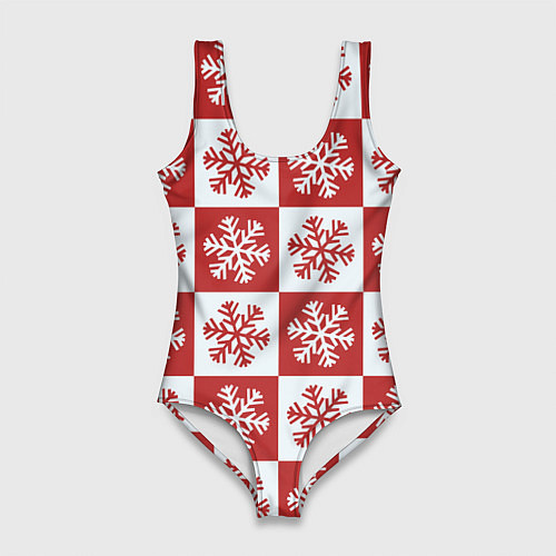 Женский купальник-боди Шахматные Снежинки / 3D-принт – фото 1
