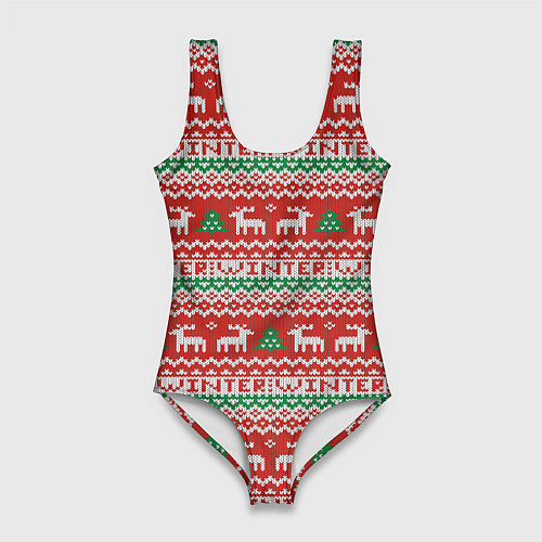 Женский купальник-боди Deer Christmas Pattern / 3D-принт – фото 1