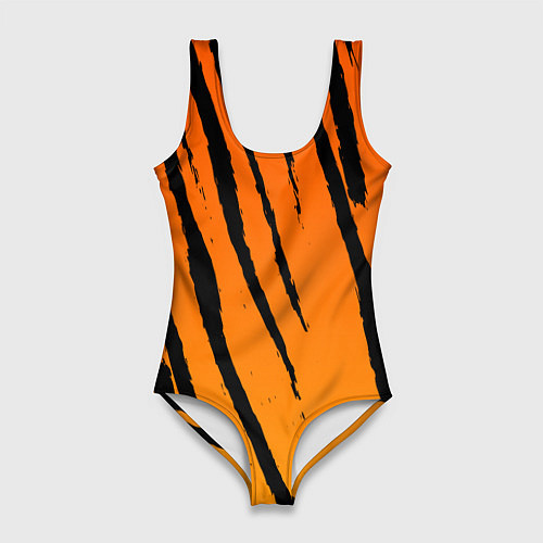Женский купальник-боди Шкура тигра диагональ / 3D-принт – фото 1