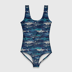 Купальник-боди 3D женский Хищные Акулы, цвет: 3D-принт