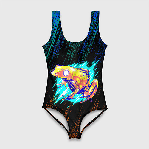 Женский купальник-боди Жаба цветная абстрактная / 3D-принт – фото 1