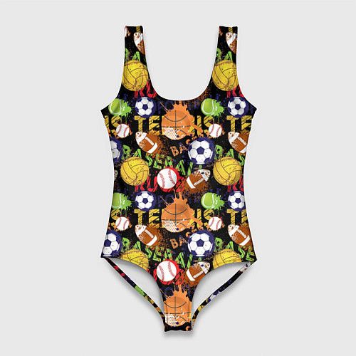 Женский купальник-боди Разные Спортивные Мячи / 3D-принт – фото 1