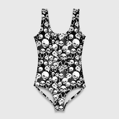Женский купальник-боди Screaming skulls & web / 3D-принт – фото 1