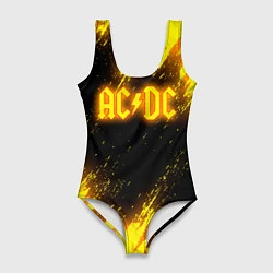 Купальник-боди 3D женский ACDC - Neon, цвет: 3D-принт