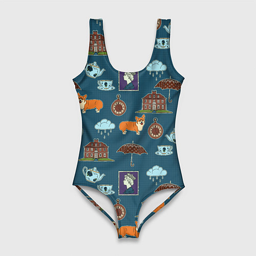 Женский купальник-боди Англия паттерн / 3D-принт – фото 1