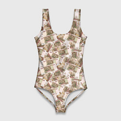 Женский купальник-боди Купюры 100 рублей