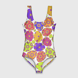 Женский купальник-боди Разукрашенные пасхальные яйца