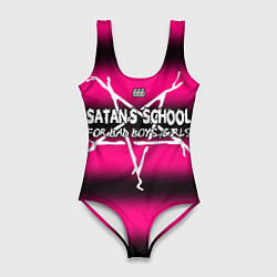 Купальник-боди 3D женский Satan school for bad boys and girls pink, цвет: 3D-принт