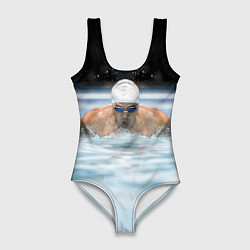 Купальник-боди 3D женский Плавание Пловец, цвет: 3D-принт
