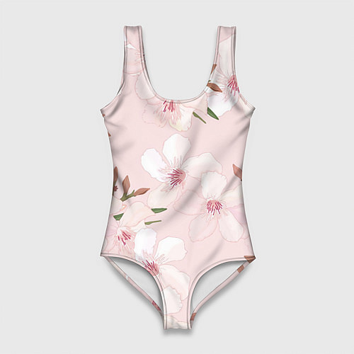 Женский купальник-боди Розовые цветы весны / 3D-принт – фото 1