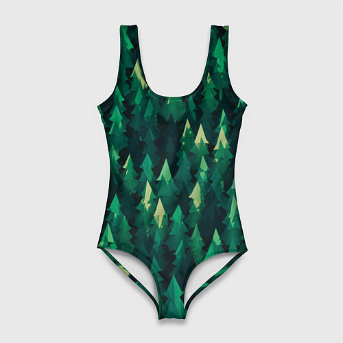 Женский купальник-боди Еловый лес spruce forest / 3D-принт – фото 1