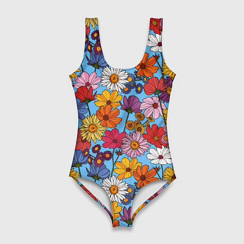 Женский купальник-боди Ромашки-лютики / 3D-принт – фото 1