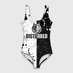 Женский купальник-боди Disturbed черное белое