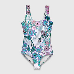 Женский купальник-боди Яркие красочные цветы