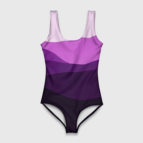 Женский купальник-боди Фиолетовый градиент горы абстракция / 3D-принт – фото 1