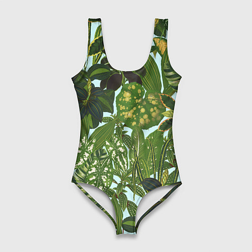 Женский купальник-боди Зеленые Тропические Растения / 3D-принт – фото 1