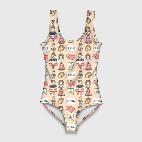 Женский купальник-боди День жениха и невесты / 3D-принт – фото 1