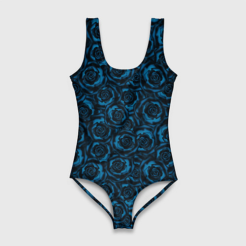 Женский купальник-боди Синие розы-цветочный узор / 3D-принт – фото 1