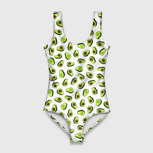 Женский купальник-боди Смешное авокадо на белом фоне / 3D-принт – фото 1