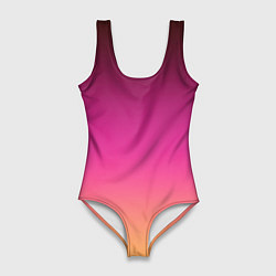 Купальник-боди 3D женский Оранжево-пурпурный градиент, цвет: 3D-принт