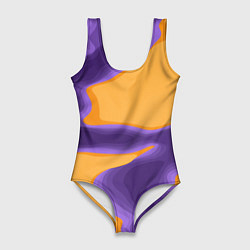 Купальник-боди 3D женский Фиолетовая река, цвет: 3D-принт