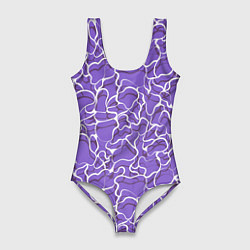 Купальник-боди 3D женский Water Violet, цвет: 3D-принт